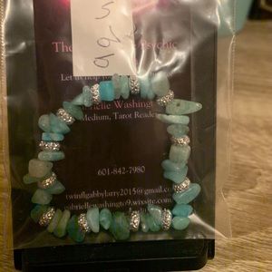 Aquamarine Bracelet with Faux Silver Beads